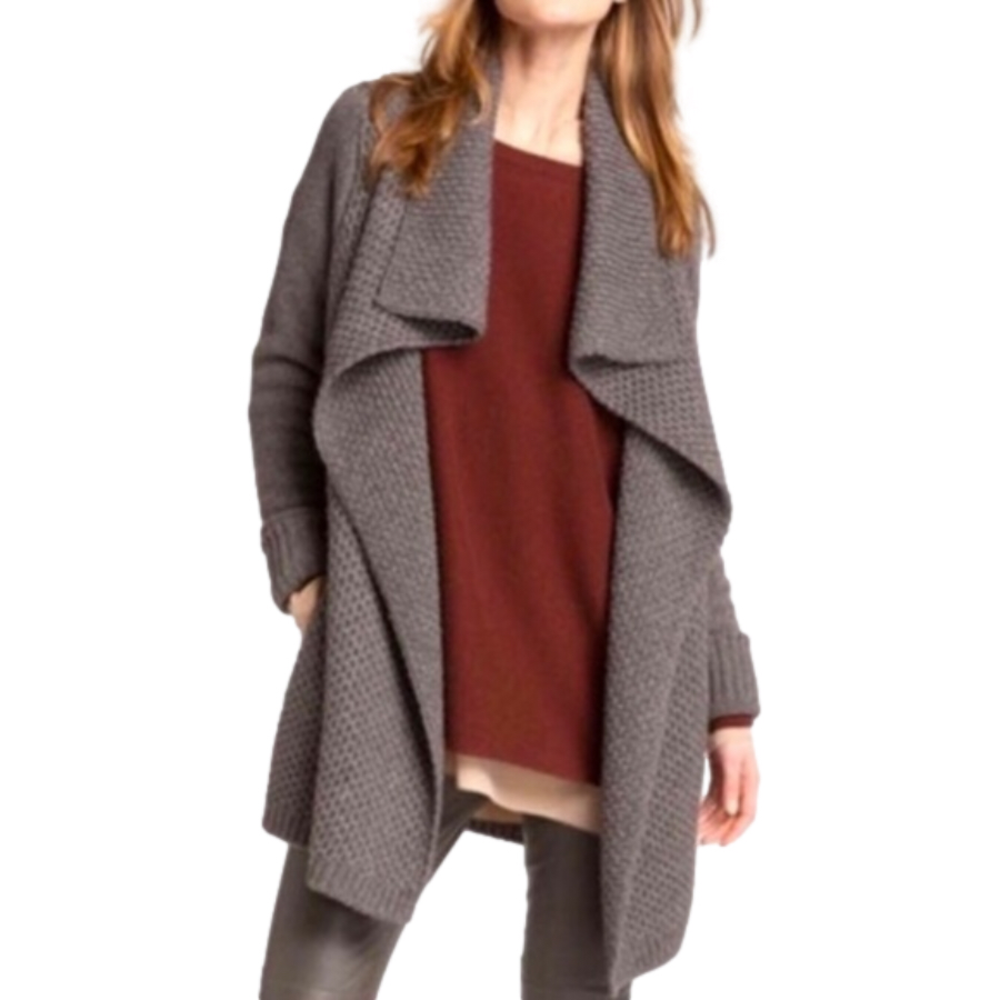 VINCE Yak Wool Gray Taupe oversized shawl cardigan sweater. Size Large